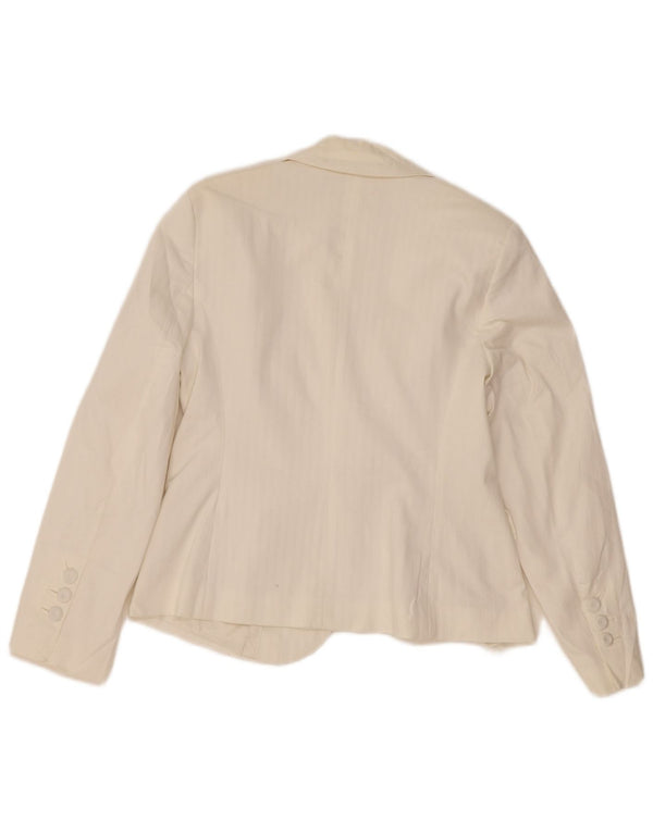 Marks & Spencer Veste blazer à 2 boutons pour femme UK 12 en coton blanc moyen