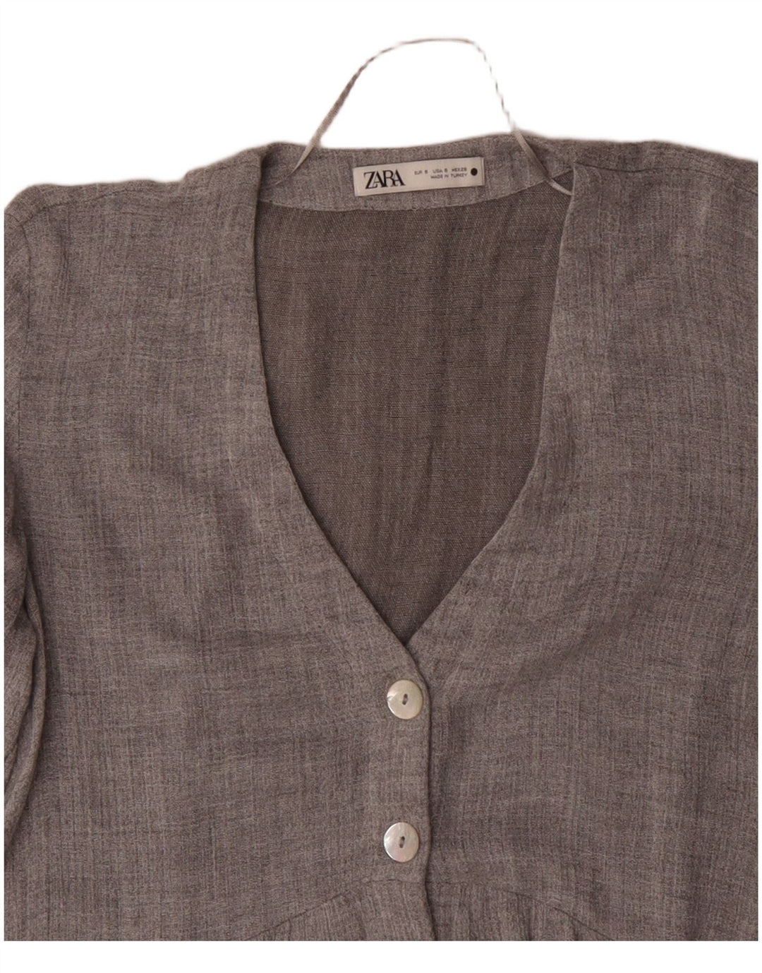 ZARA Veste blazer à manches 3/4 pour femme 5 boutons UK 10 Small Gris