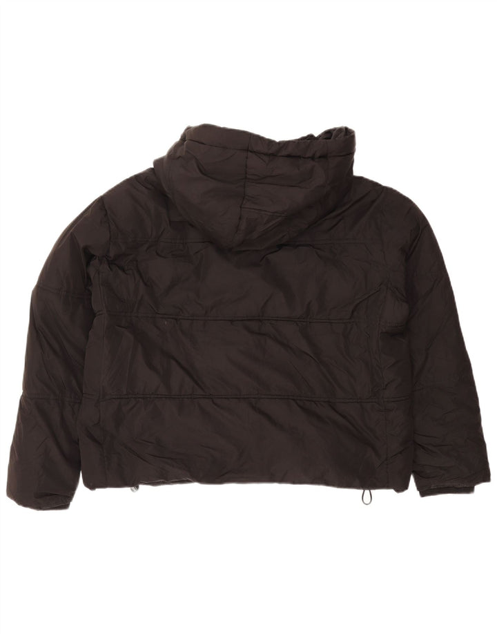 Zara Veste matelassée surdimensionnée à capuche pour femme UK 10 Small Noir Polyester