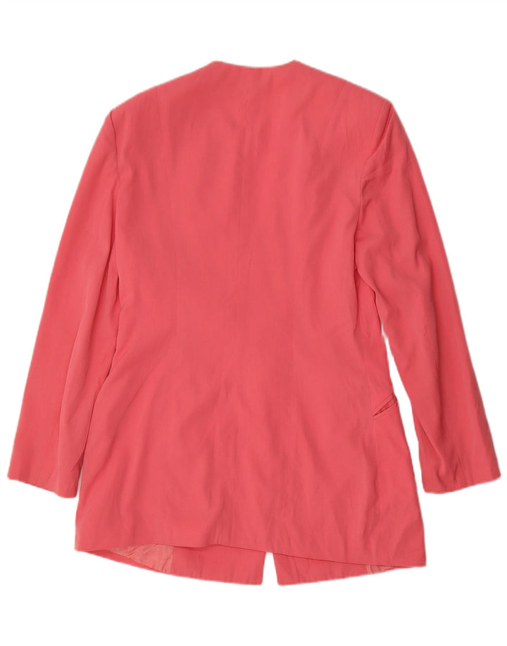 BENETTON Veste Blazer 1 Bouton Femme IT 42 Rose Moyen Polyester