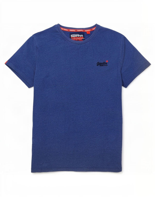 Superdry Homme T-Shirt Top Small Bleu Moucheté Coton