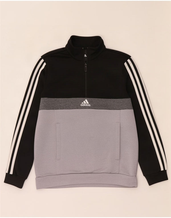 Adidas Sweat-shirt à col zippé pour garçon 11-12 ans Noir Colourblock
