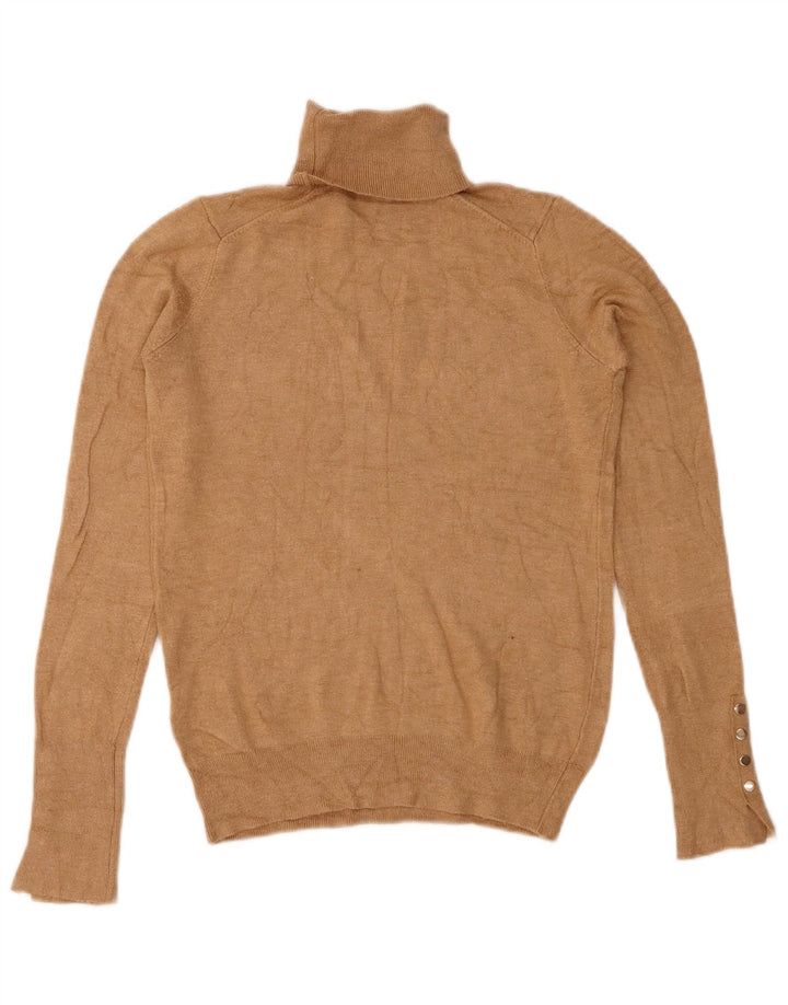 ZARA Womens Roll Neck Jumper Sweater UK 10 Small Beige Viscose