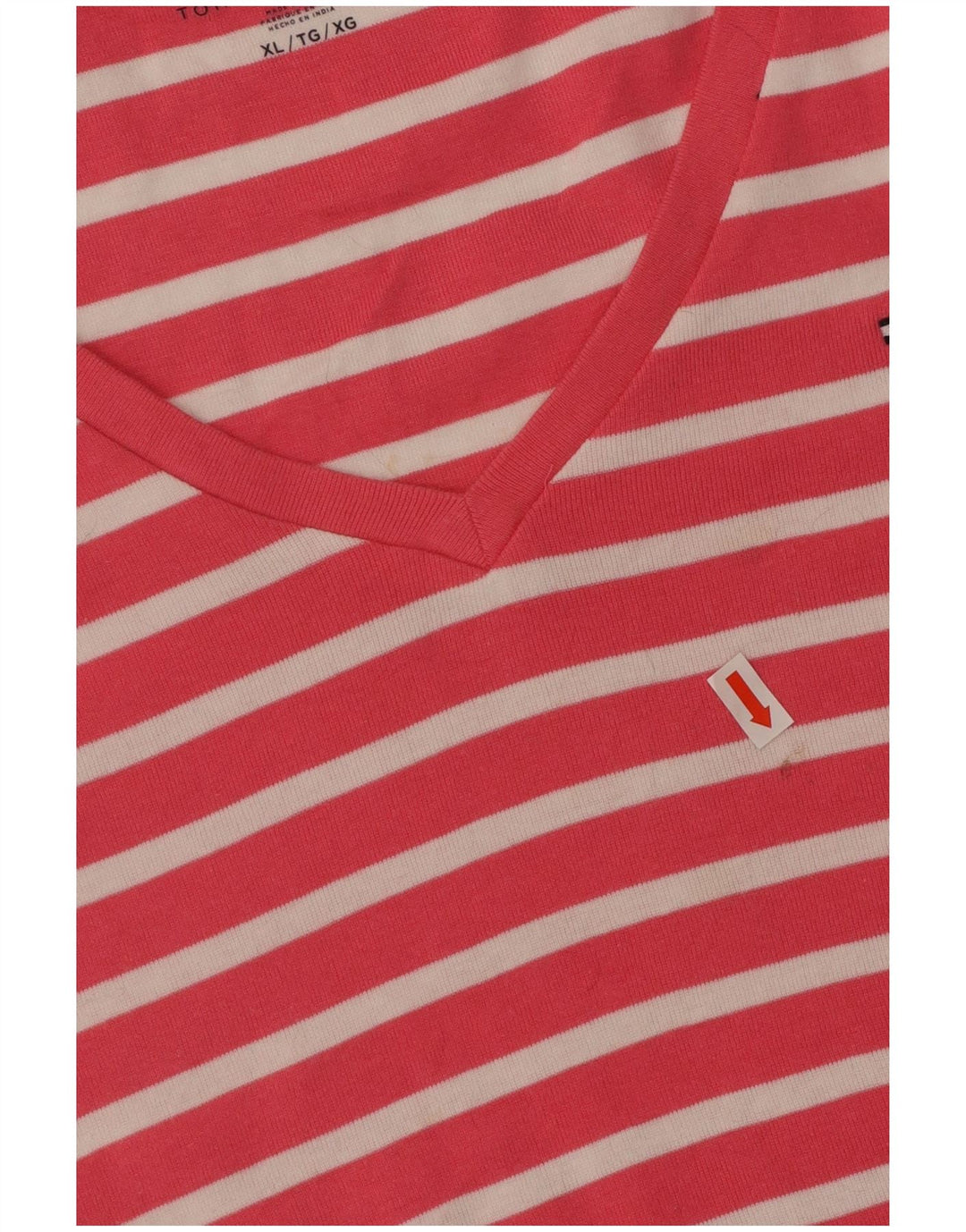 TOMMY HILFIGER T-Shirt Femme Top UK 18 XL Coton Rayé Rose