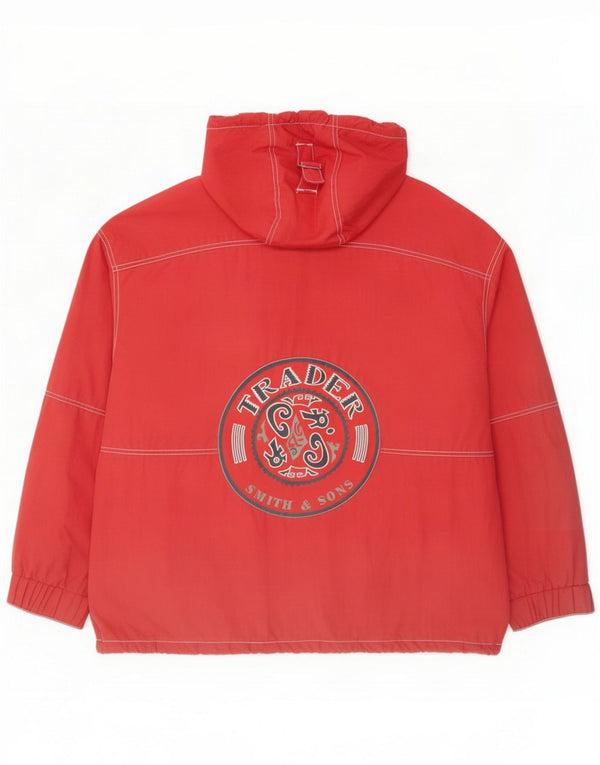 Vintage Veste coupe-vent à capuche pour homme UK 40 Large Rouge Polyester