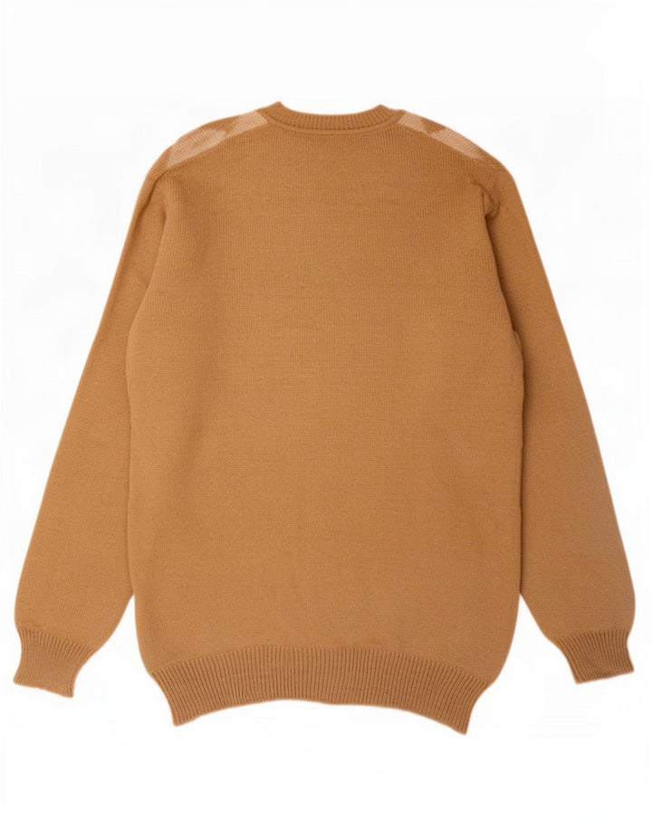 Colombo Pull Col V Homme Beige Moyen Argyle/Diamant Laine d'Alpaga