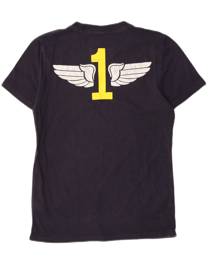 Superdry Homme Graphic T-Shirt Top Large Bleu Marine Coton