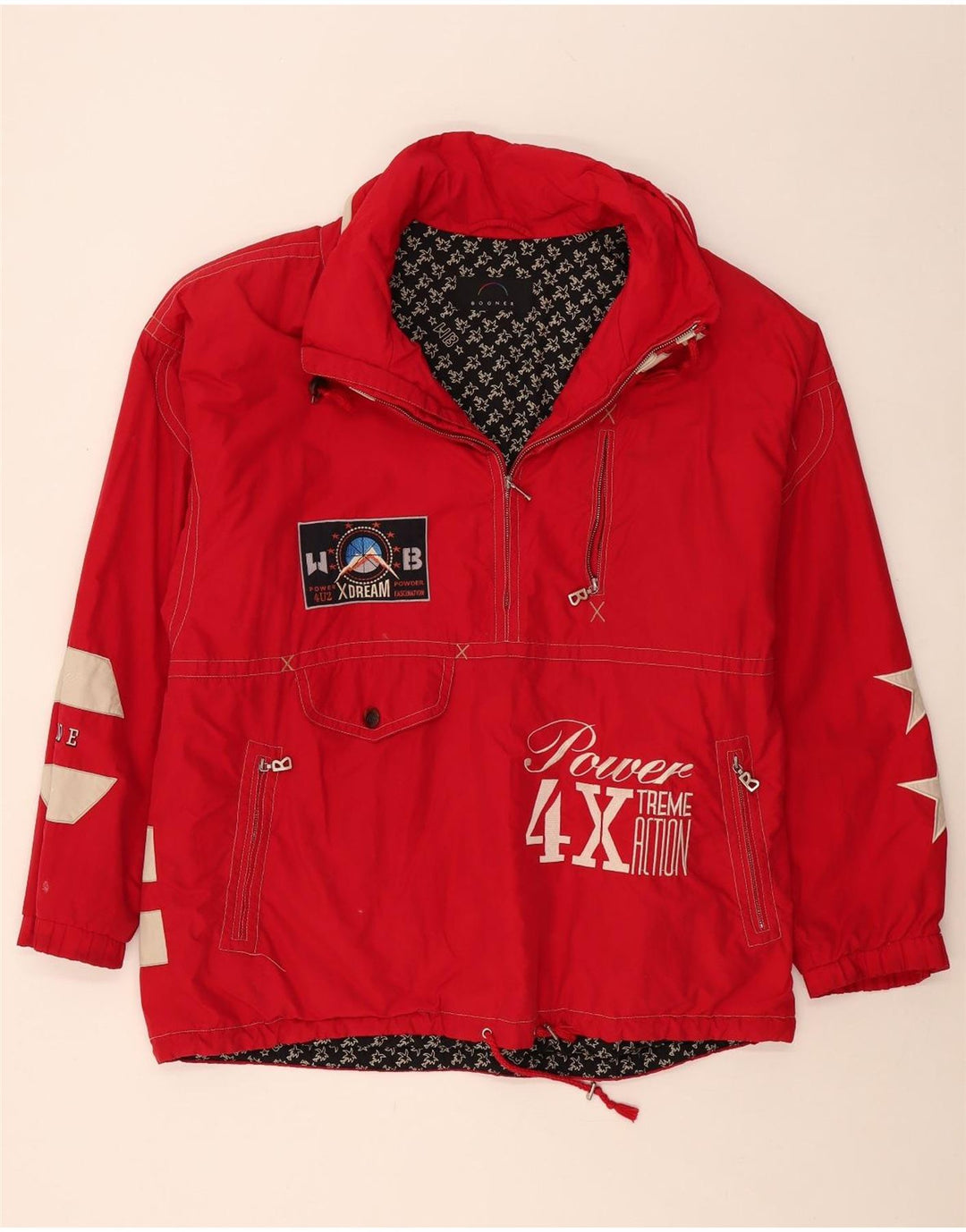 BOGNER Veste Anorak Graphique pour Homme UK 42 XL Rouge Colorblock Polyester