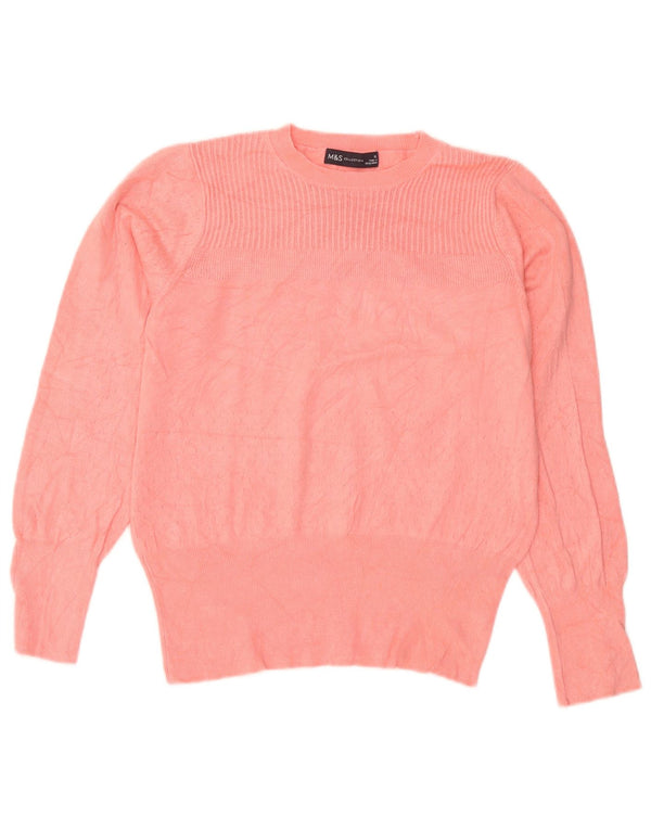 Marks & Spencer Pull à col rond pour femme UK 12 Viscose rose moyen