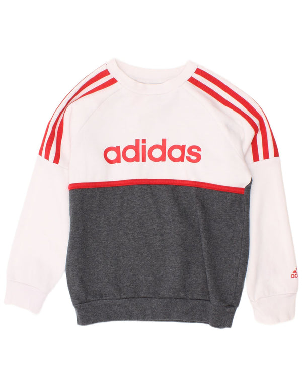 Adidas Sweat-shirt graphique pour garçon 5-6 ans Blanc Colorblock Coton