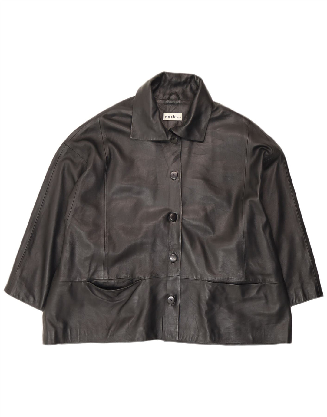 Veste en cuir femme vintage UK 18 XL Cuir Noir