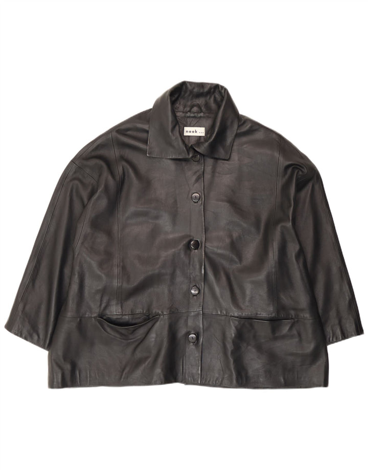 Veste en cuir femme vintage UK 18 XL Cuir Noir