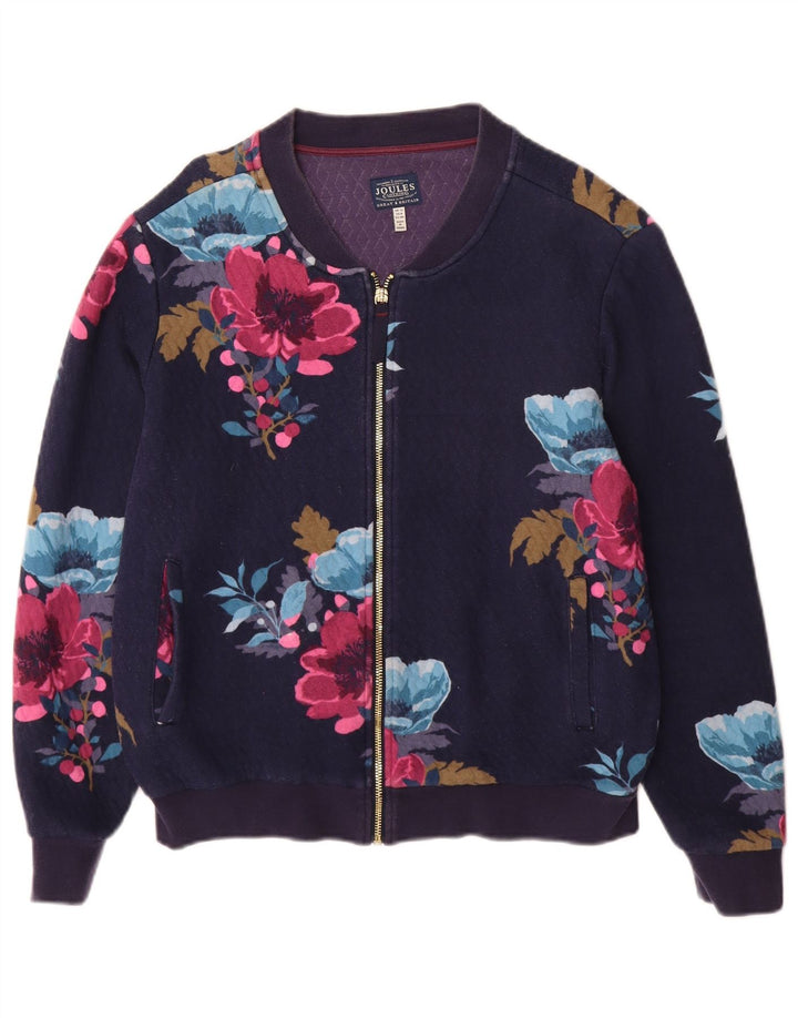 Joules Veste de survêtement pour femme UK 12 Medium Bleu marine Floral Polyester