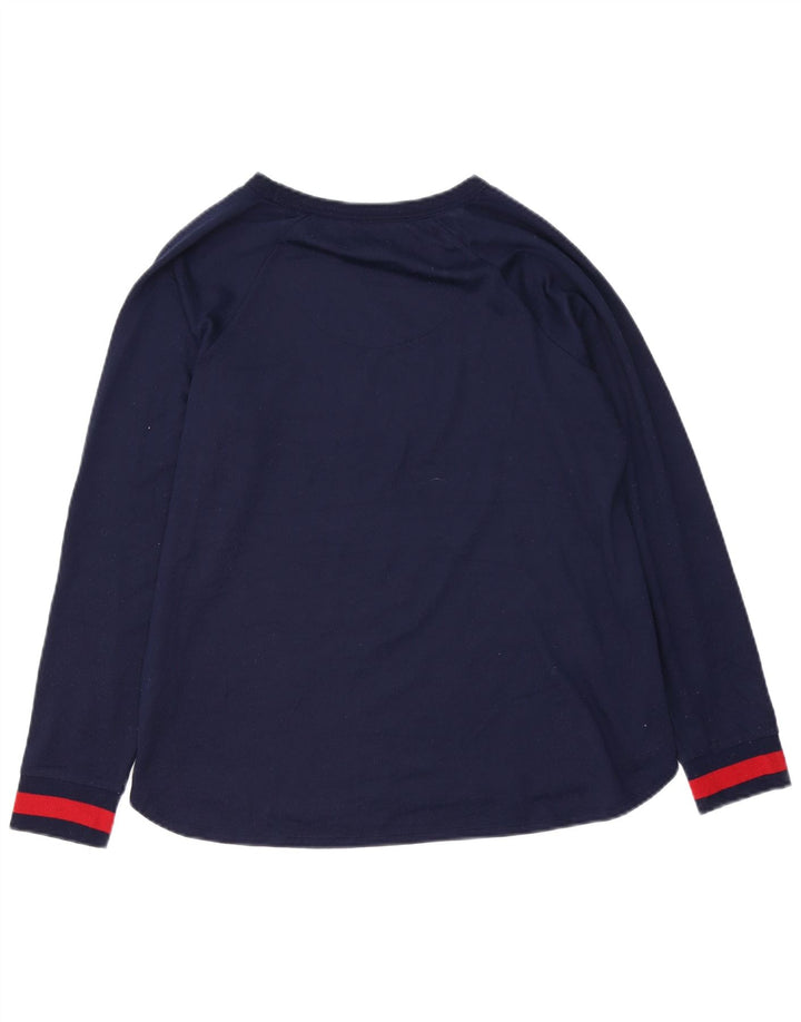 DKNY Haut graphique à manches longues pour femme UK 44 Bleu marine moyen Polyester