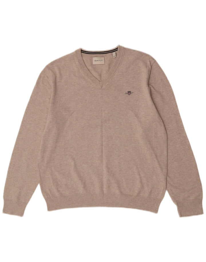 Gant Femme Col V Pull Pull Large Gris Coton