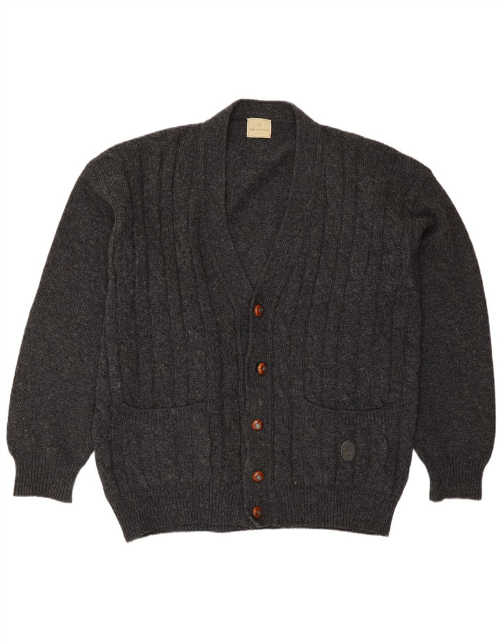 Trussardi Cardigan Pull Large Gris Laine Homme