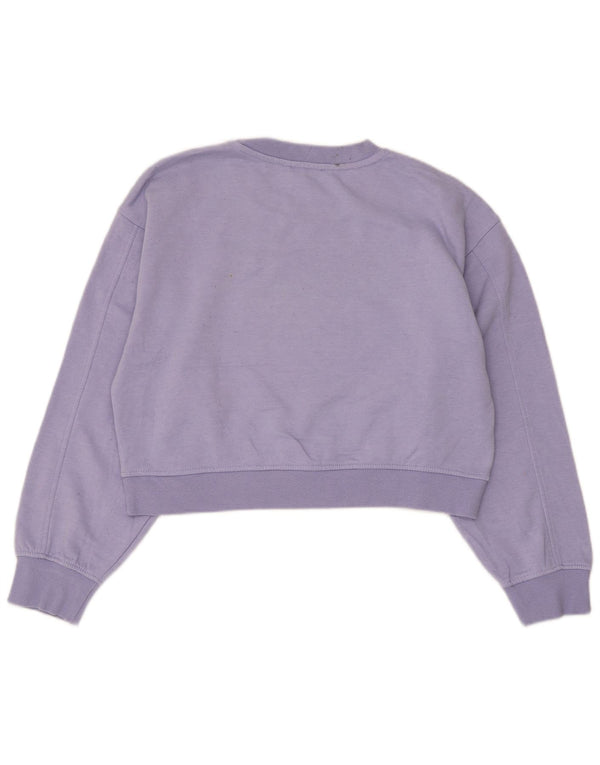 Zara Womens Crop Sweatshirt Jumper UK 14 Moyen Violet Coton