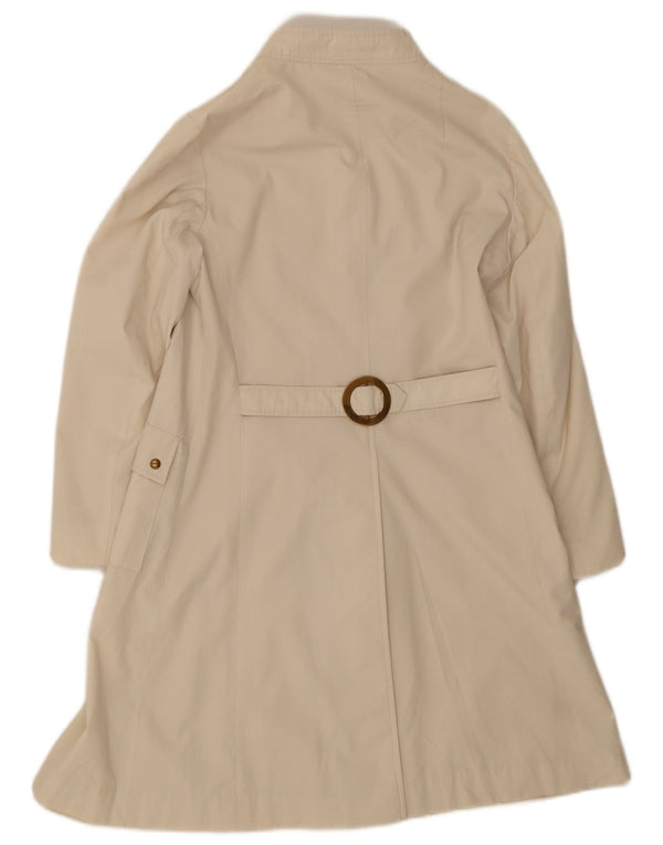 vintage Femme Pardessus UK 14 Coton Beige Moyen