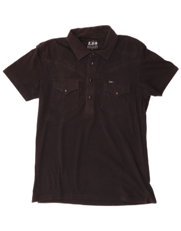 Lee Polo Femme UK 16 Large Noir Coton