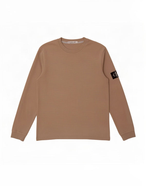 Calvin Klein Jeans Mens Top Long Sleeve 2XL Beige Cotton