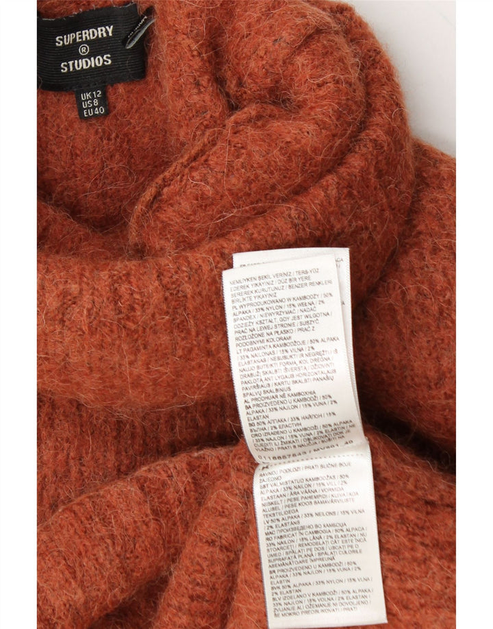 SUPERDRY Pull court à col roulé pour femme UK 12 Marron moyen