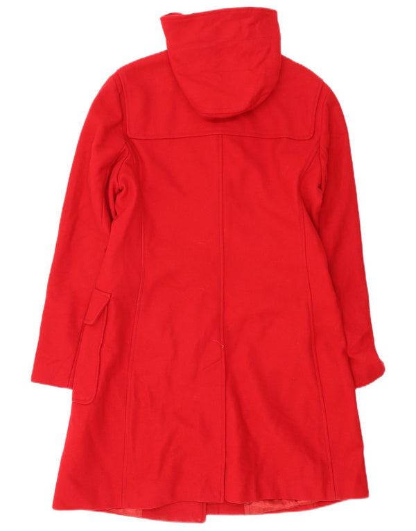 Benetton Duffle Coat À Capuche Femme IT 46 Large Rouge Laine
