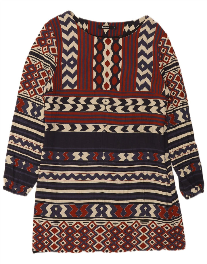 DESIGUAL Robe trapèze pour femme EU 42 Large Multicolore Géométrique