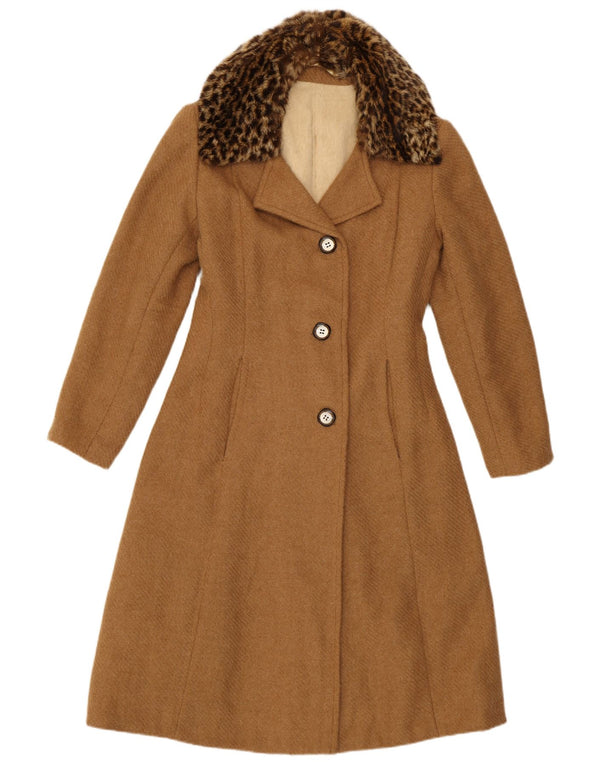 Vintage Womens Overcoat UK 10 Small Brown