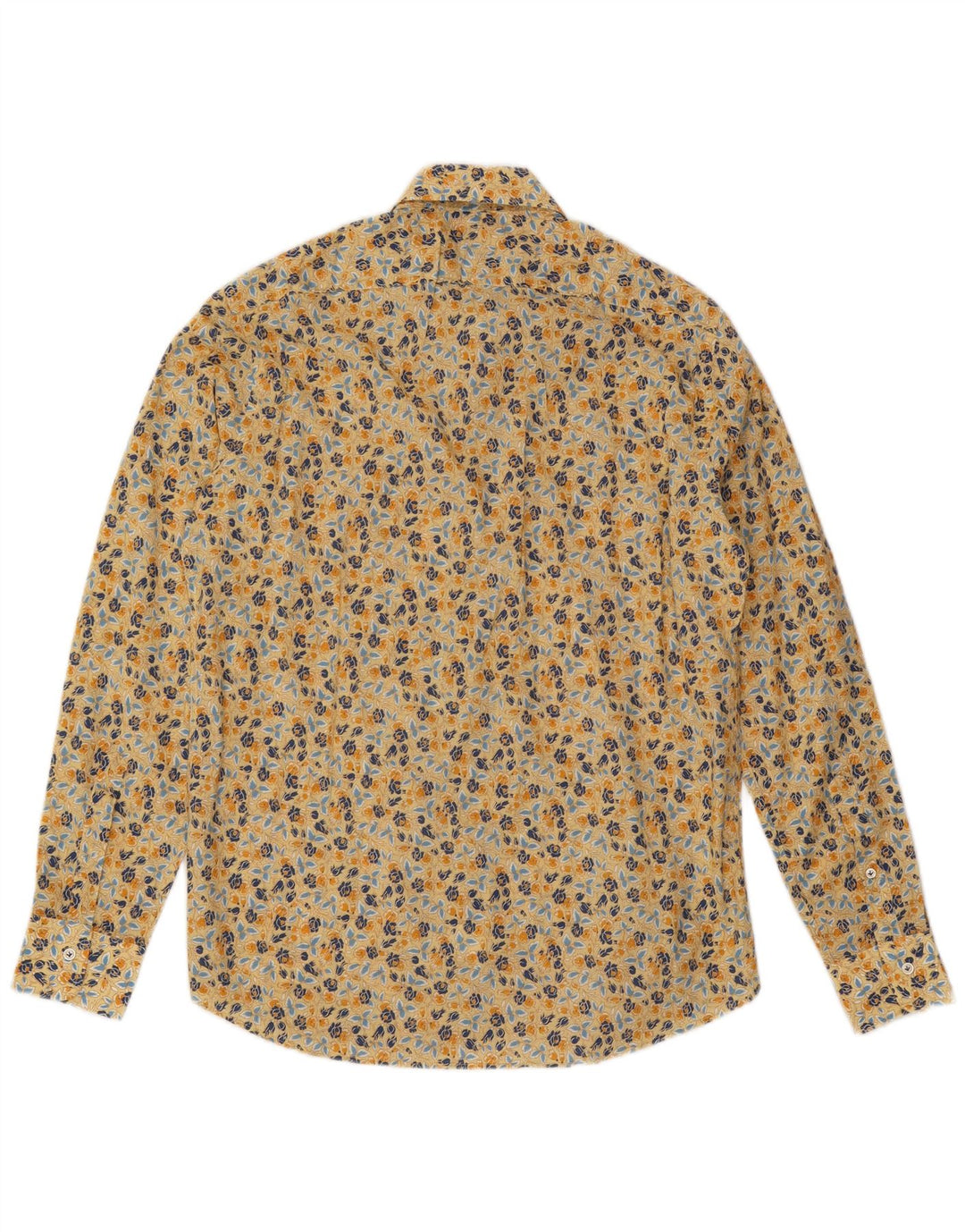 vintage Chemise Homme Moyen Jaune Floral Coton Boho