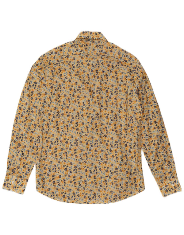 vintage Chemise Homme Moyen Jaune Floral Coton Boho