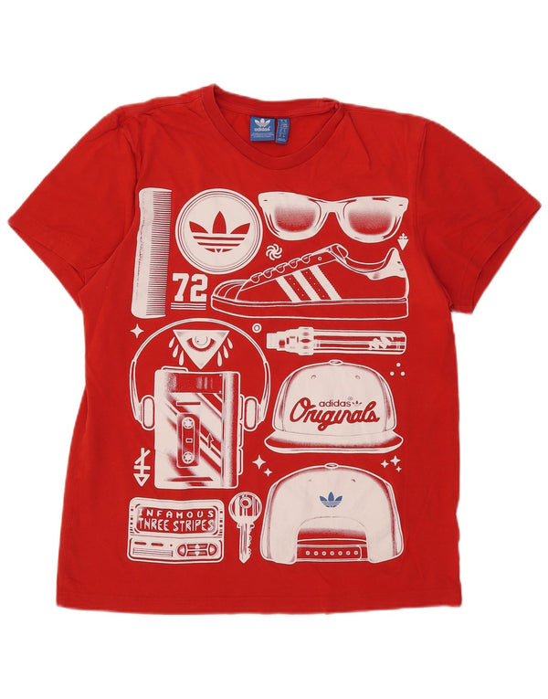 Adidas T-Shirt Graphique Homme Rouge Moyen Coton