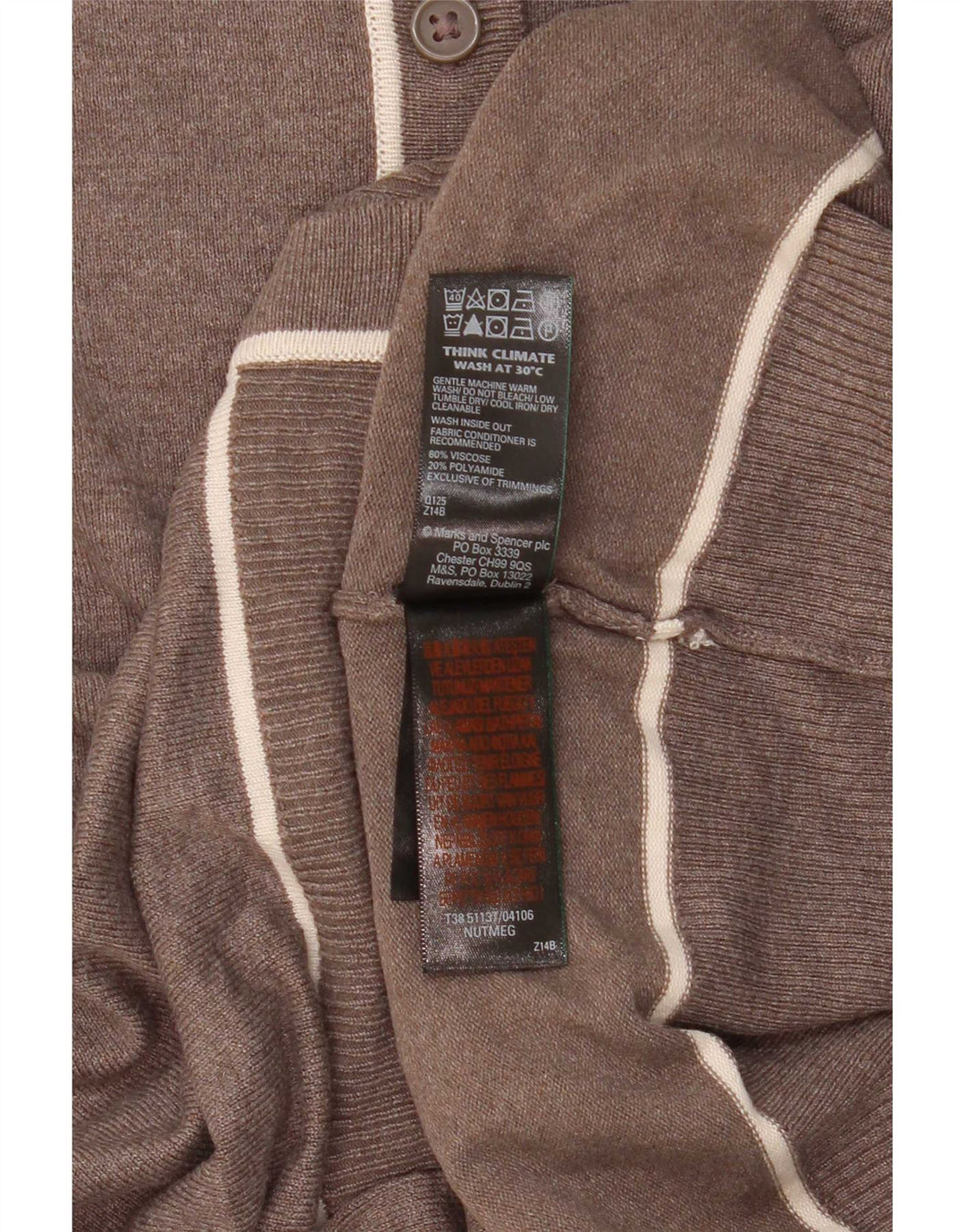 Marks & Spencer Pull Cardigan pour Femme UK 10 Petite Viscose Marron