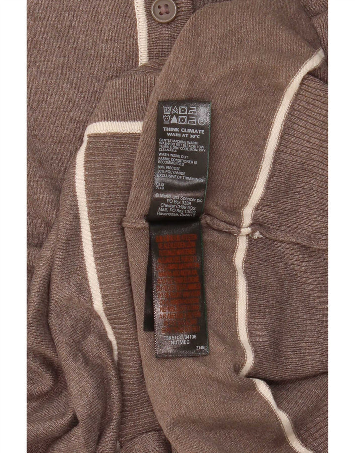 Marks & Spencer Pull Cardigan pour Femme UK 10 Petite Viscose Marron