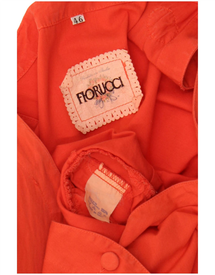 FIORUCCI Robe trapèze sans manches pour femme IT 46 Grand coton fleuri orange