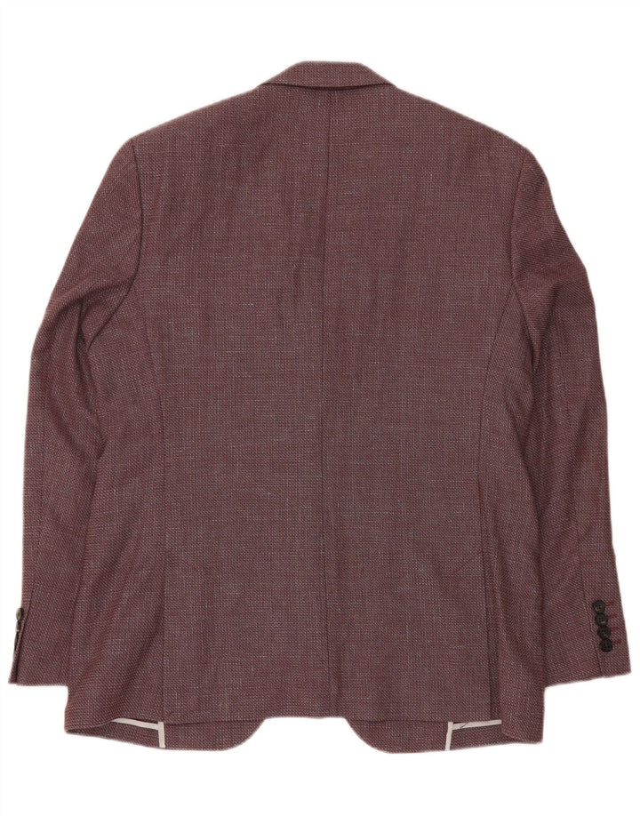 JAEGER Veste blazer à 2 boutons pour homme UK 42 XL en laine à chevrons bordeaux