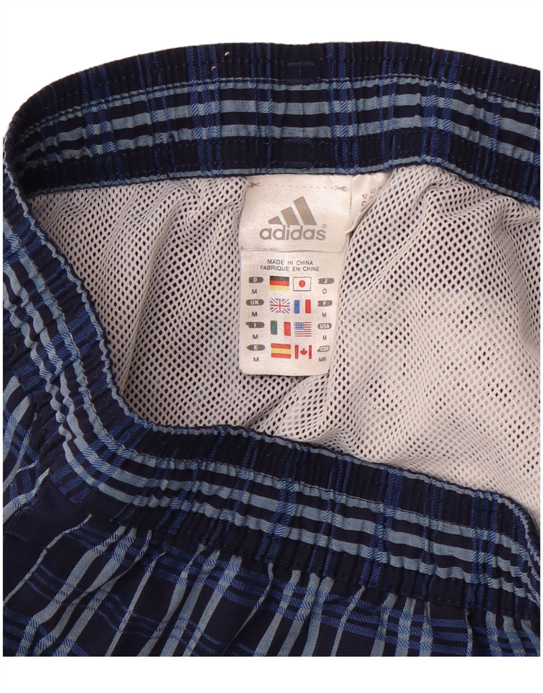 Adidas Short de bain pour homme en polyester à carreaux bleu marine moyen