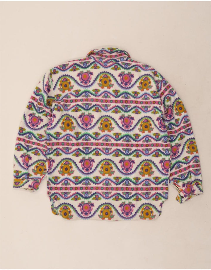 vintage Mens Fleece Shirt Petit Multicolore Géométrique