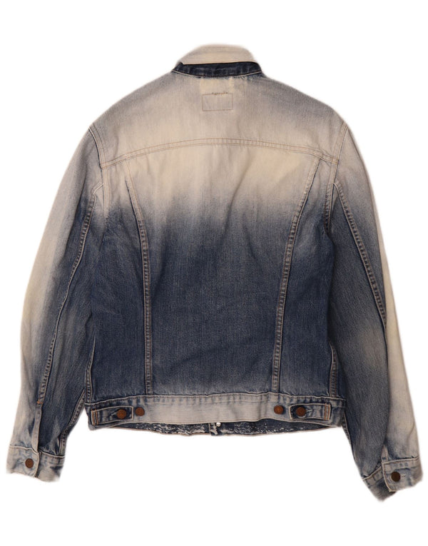 Levi's Veste en Jean Délavé à l'Acide Femme UK 18 XL Bleu Coton