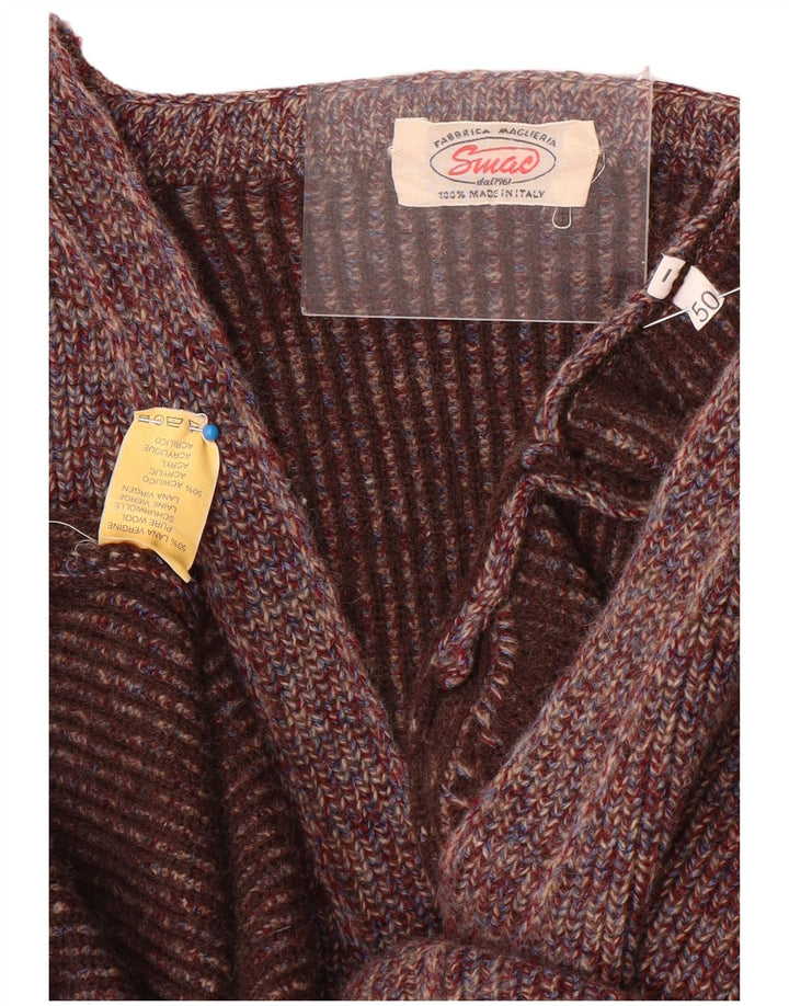 vintage Homme Cardigan Pull IT 50 Laine Violet Moyen