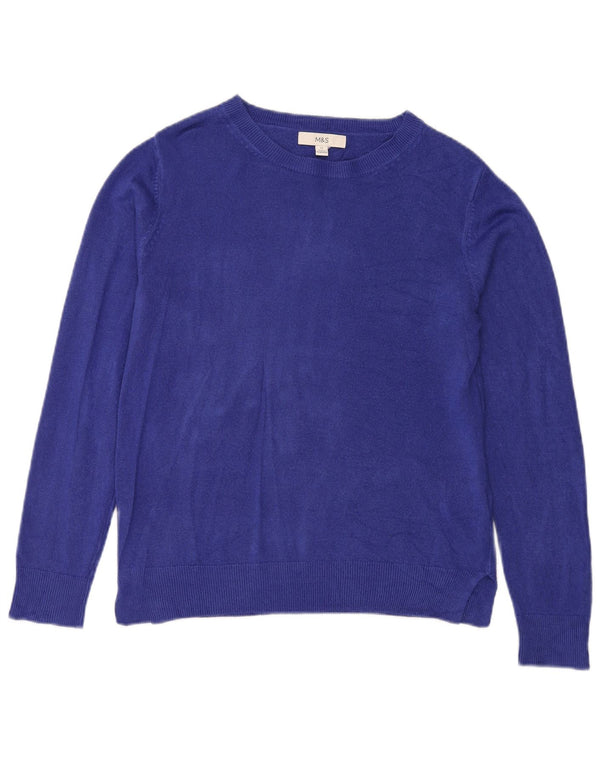 Marks & Spencer Pull col bateau pour femme UK 14 Bleu moyen Acrylique