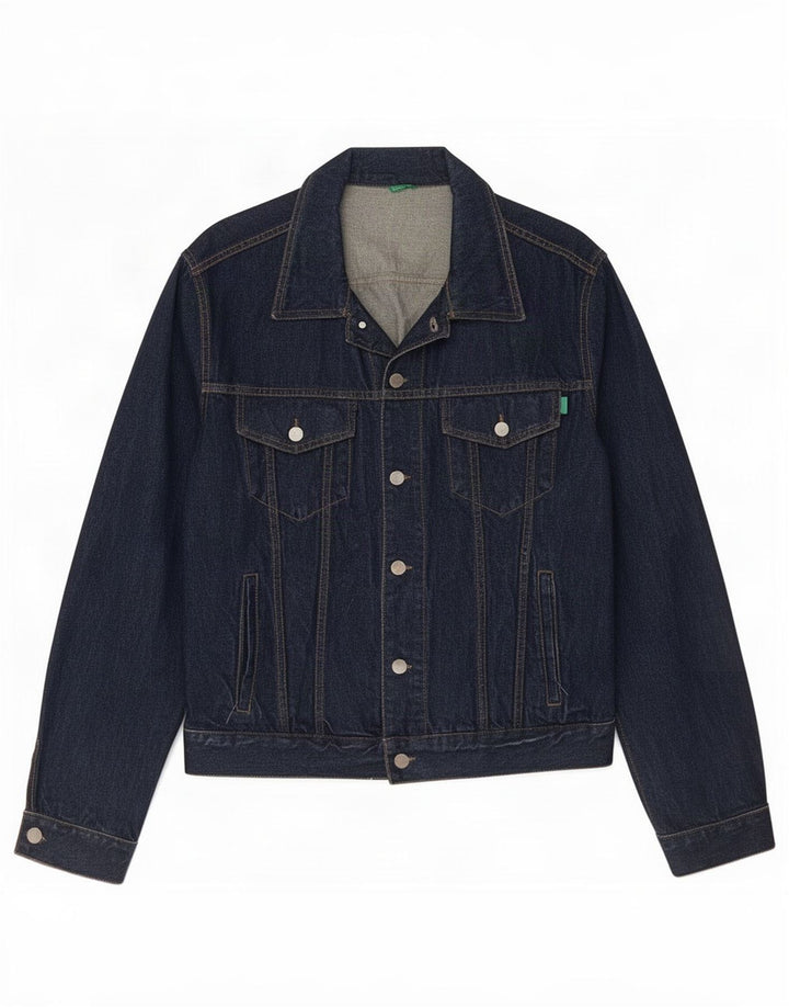 Benetton Veste En Jean Femme UK 18 XL Bleu Marine