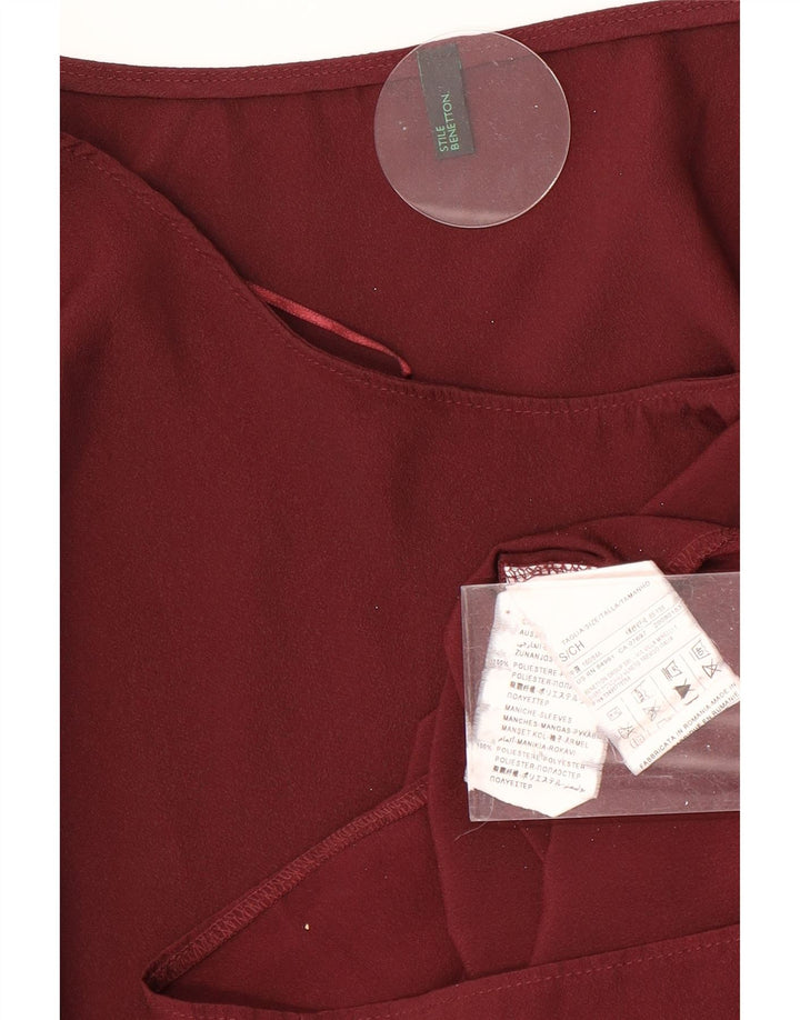Benetton Robe droite surdimensionnée pour femme UK 10 Petit Polyester Bordeaux