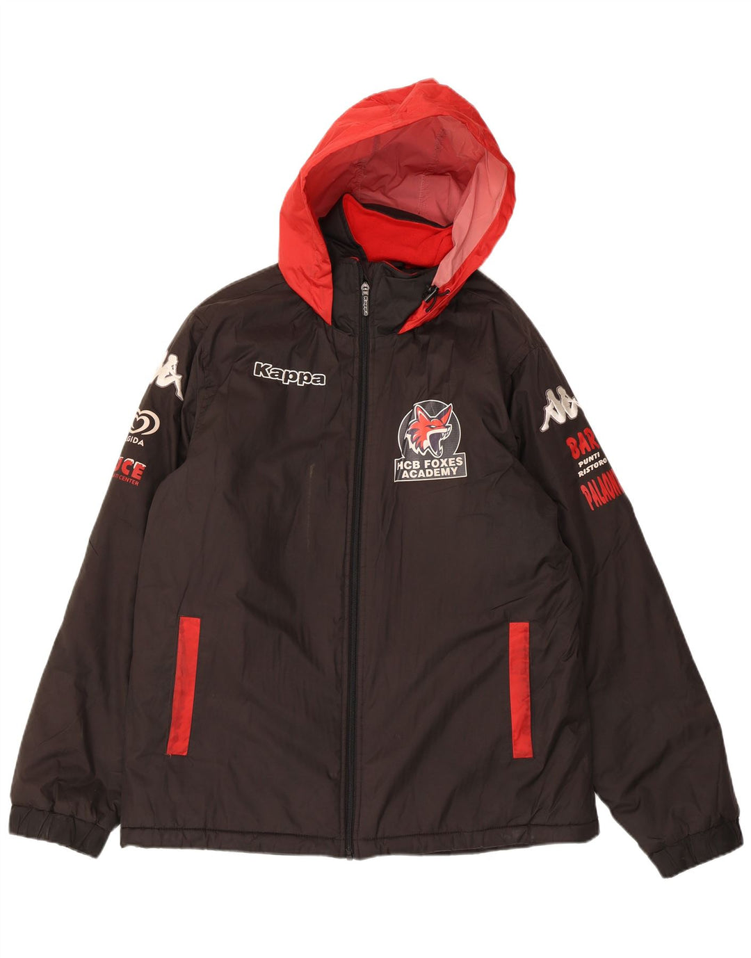 Kappa Veste coupe-vent à capuche graphique pour homme UK 40 Large Noir Polyester