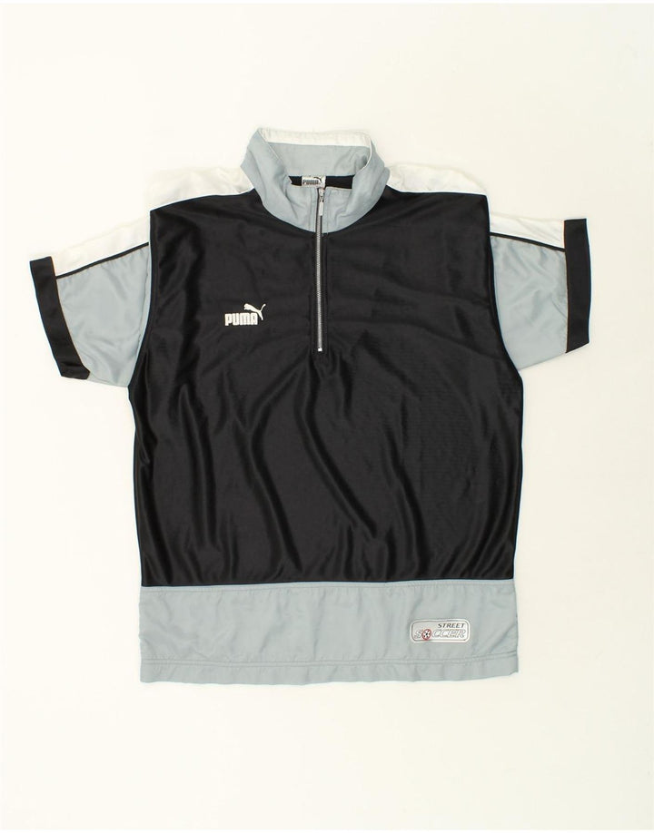 PUMA Mens Short Sleeve Zip Neck Pullover Tracksuit Top Large Black Vintage Puma and Second-Hand Puma from Messina Hembry 