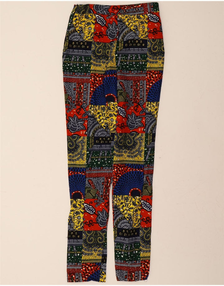 VINTAGE Womens High Waist Casual Trousers W28 L34 Multicoloured Patchwork Vintage Vintage and Second-Hand Vintage from Messina Hembry 