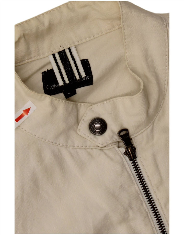 Calvin Klein Jeans Veste utilitaire pour femme UK 16 Large Off White Cotton