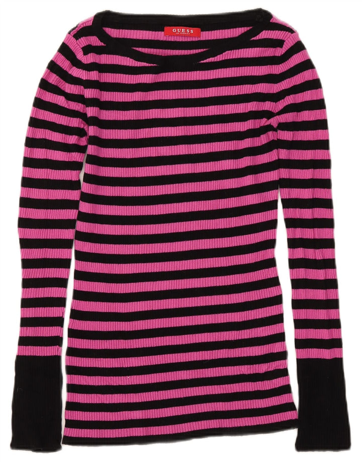 Guess Haut à manches longues pour femme UK 8 Petit Rose Rayé
