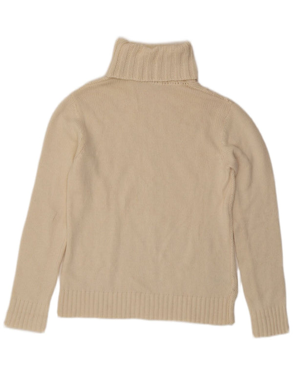 Lacoste Womens Roll Neck Jumper Pull Taille 42 Grande laine blanc cassé