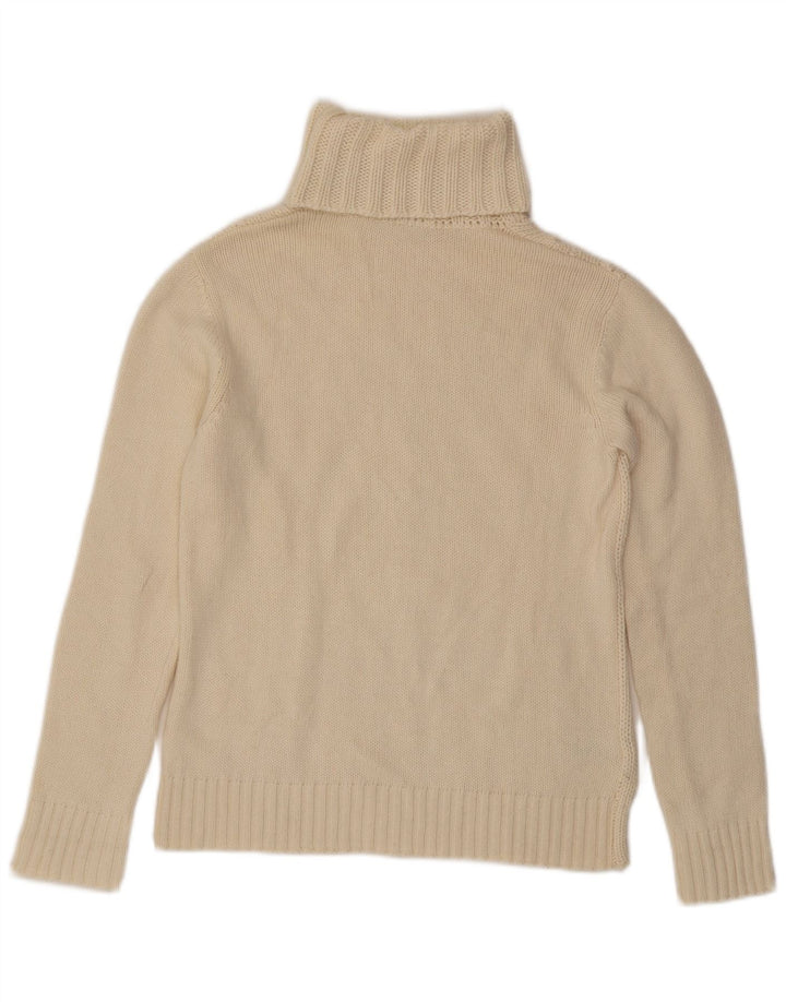 Lacoste Womens Roll Neck Jumper Pull Taille 42 Grande laine blanc cassé