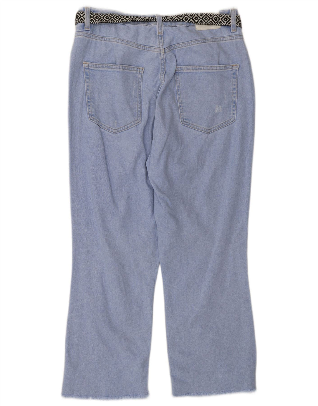 Zara Jeans court en détresse pour femme EU 38 Small W28 L24 Bleu Coton